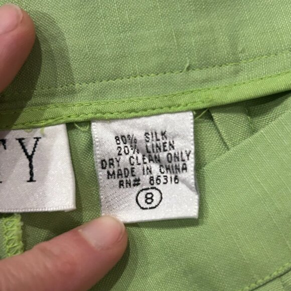 Finity Green Silk Linen Side-Zip Pants Size 8 Lightweight Elegant Trousers - Picture 6 of 9
